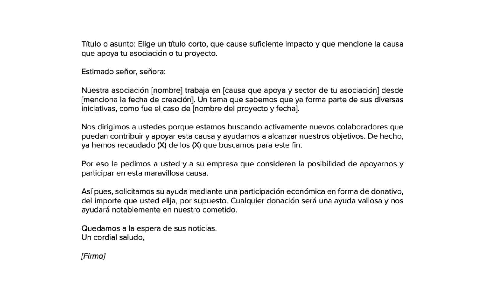 Texto de solicitud de donación