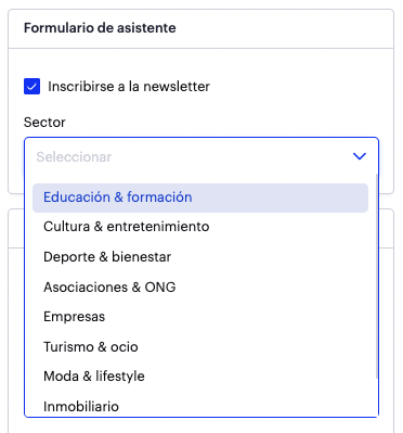 Formulario con opciones