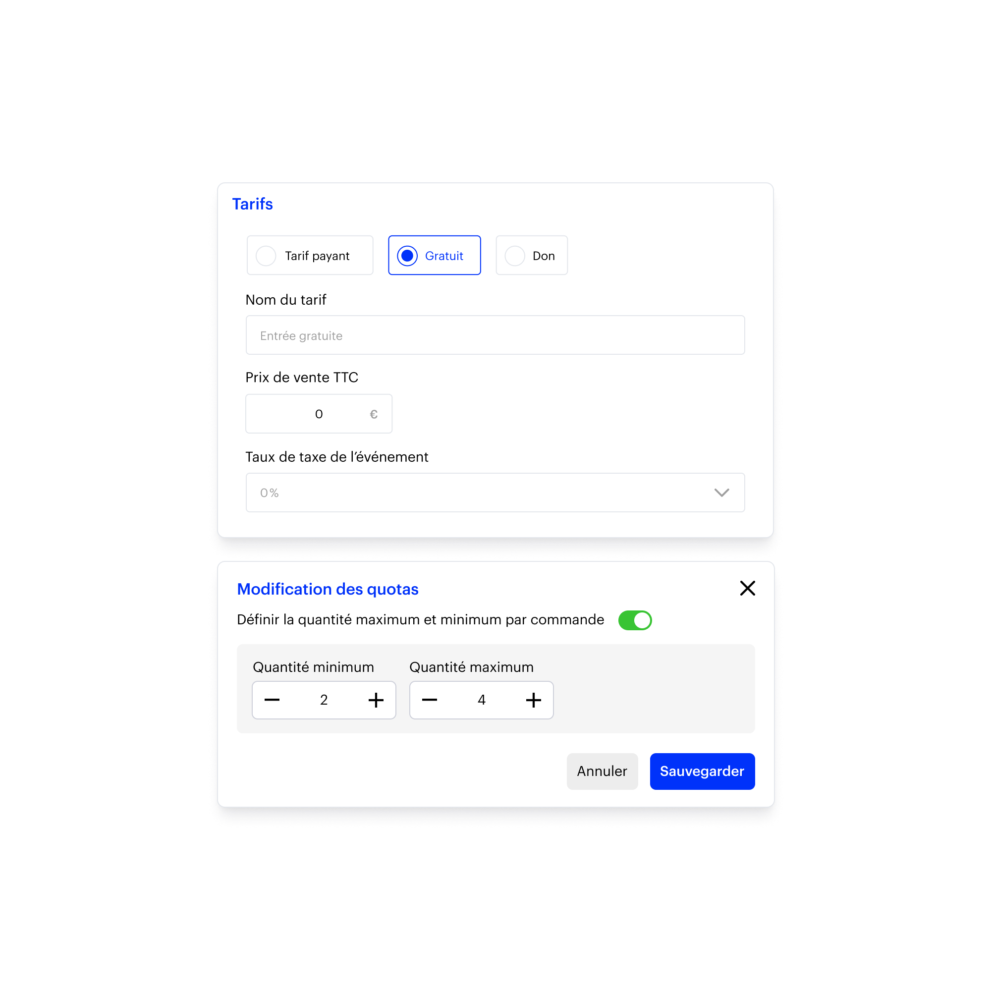 Configuration des quotas de billetterie