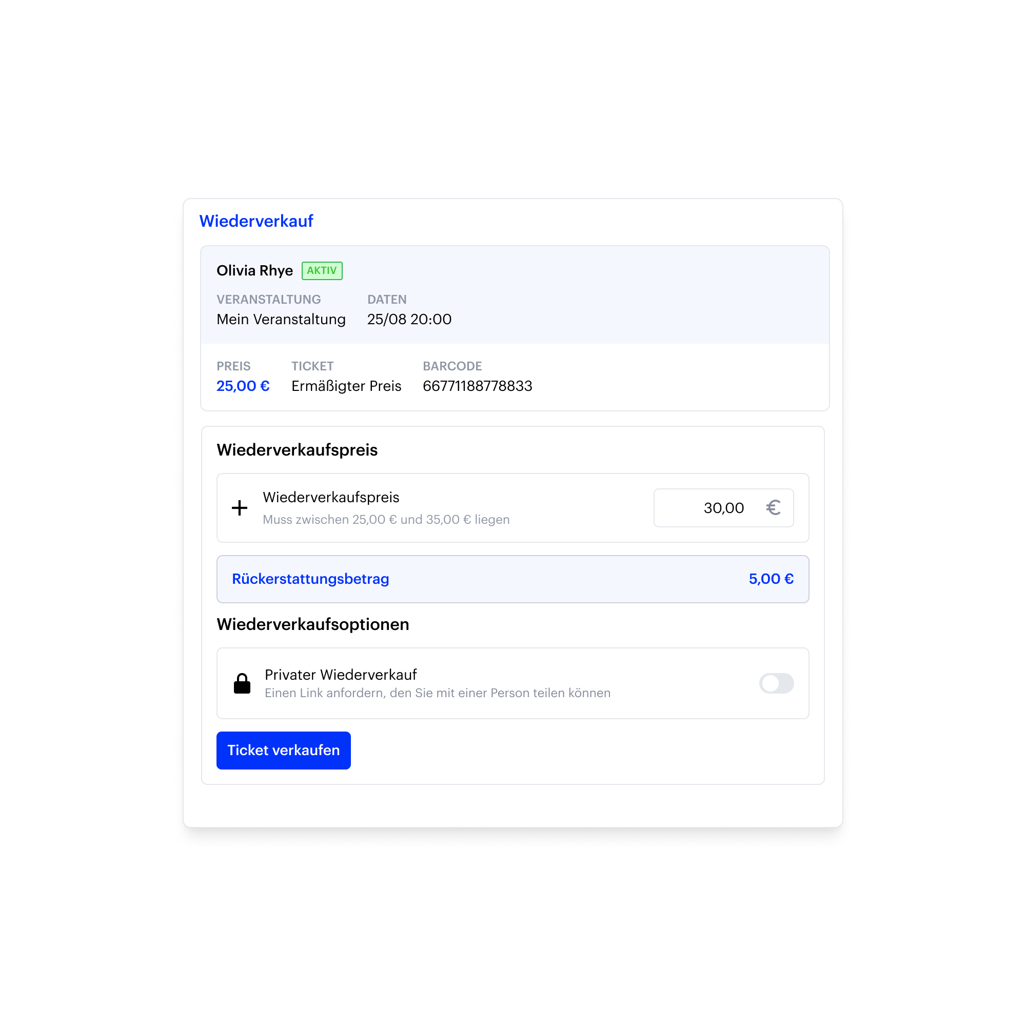 Plateforme de revente de billets