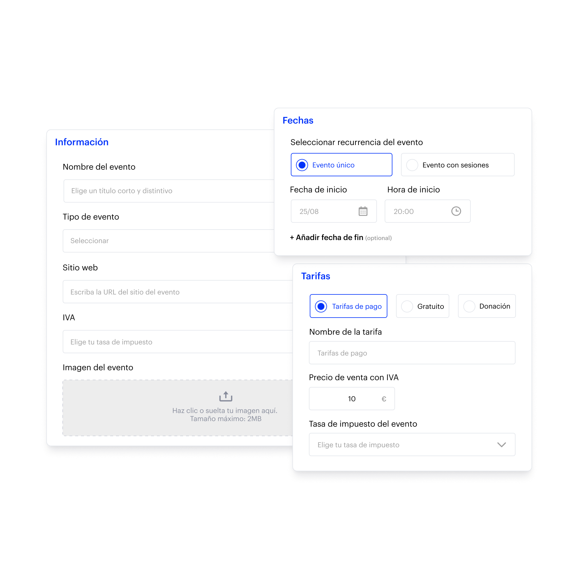 Configuration d'un événement