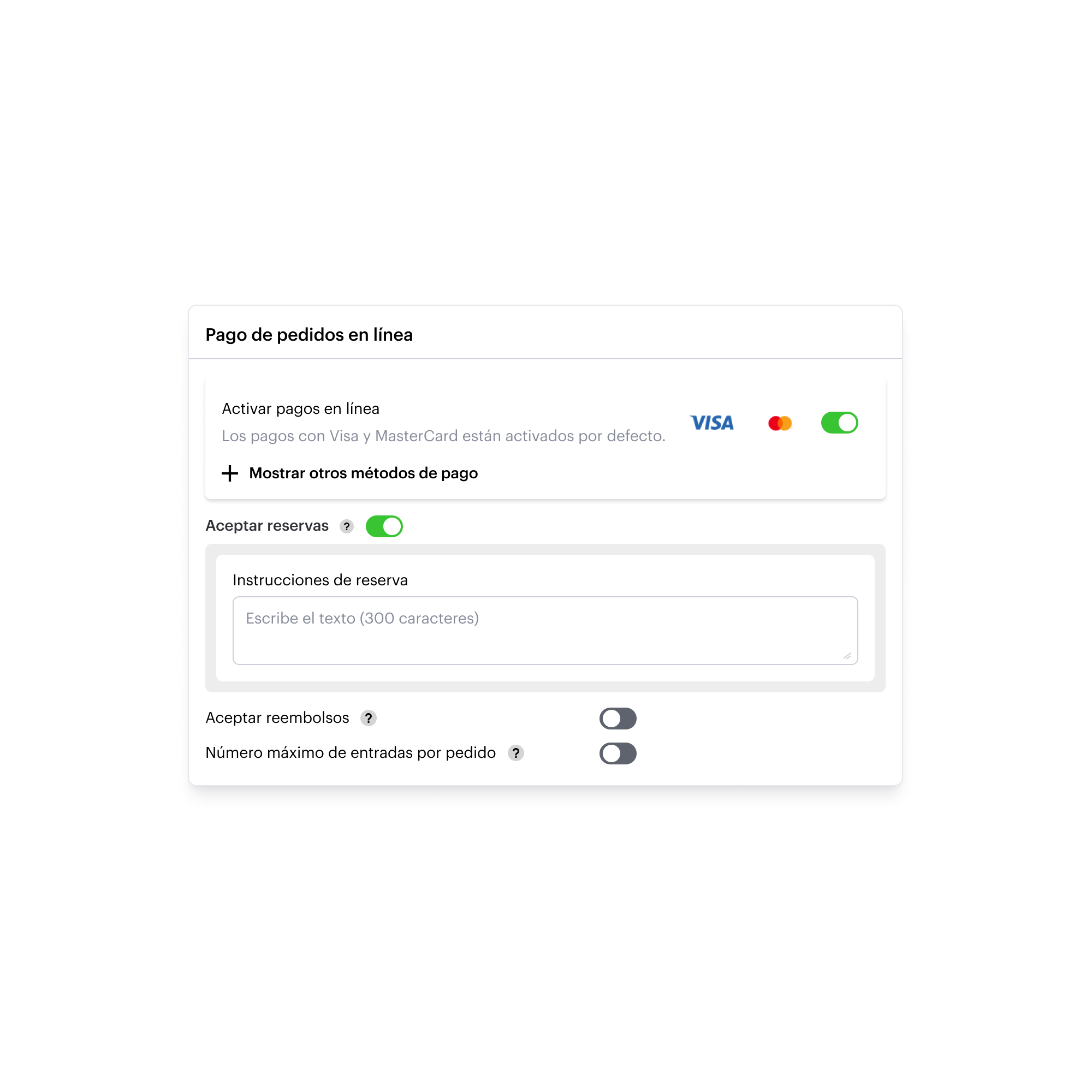 Option de paiement et de réservation