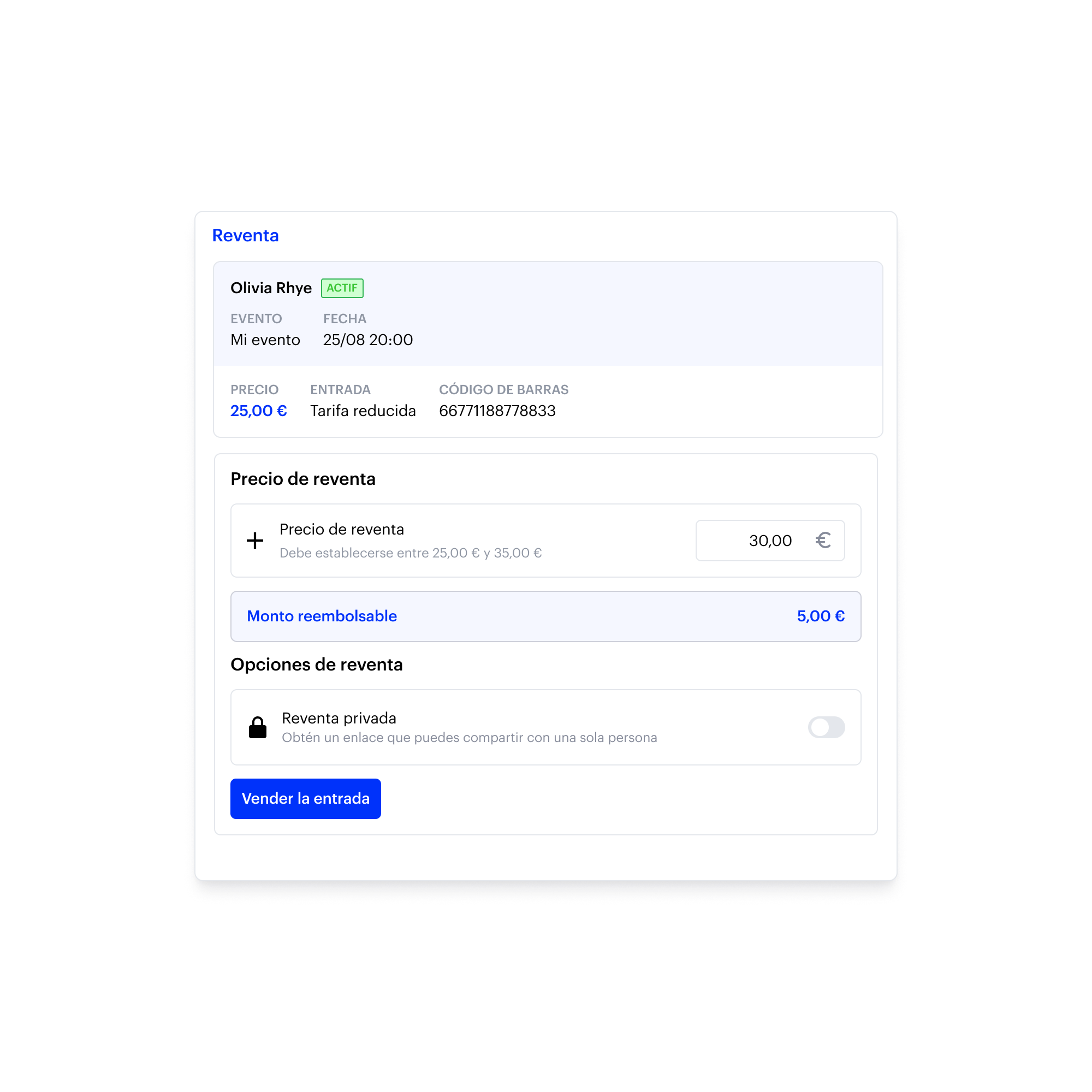 Landing – ES – Revente billet
