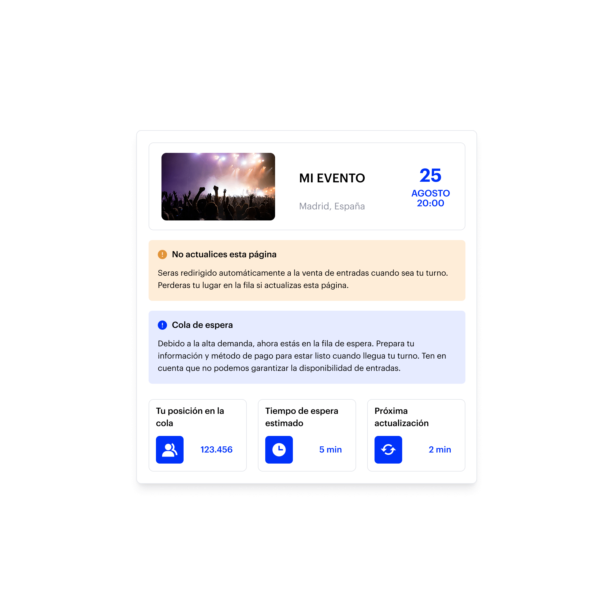 File d'attente virtuelle pour vente de billets