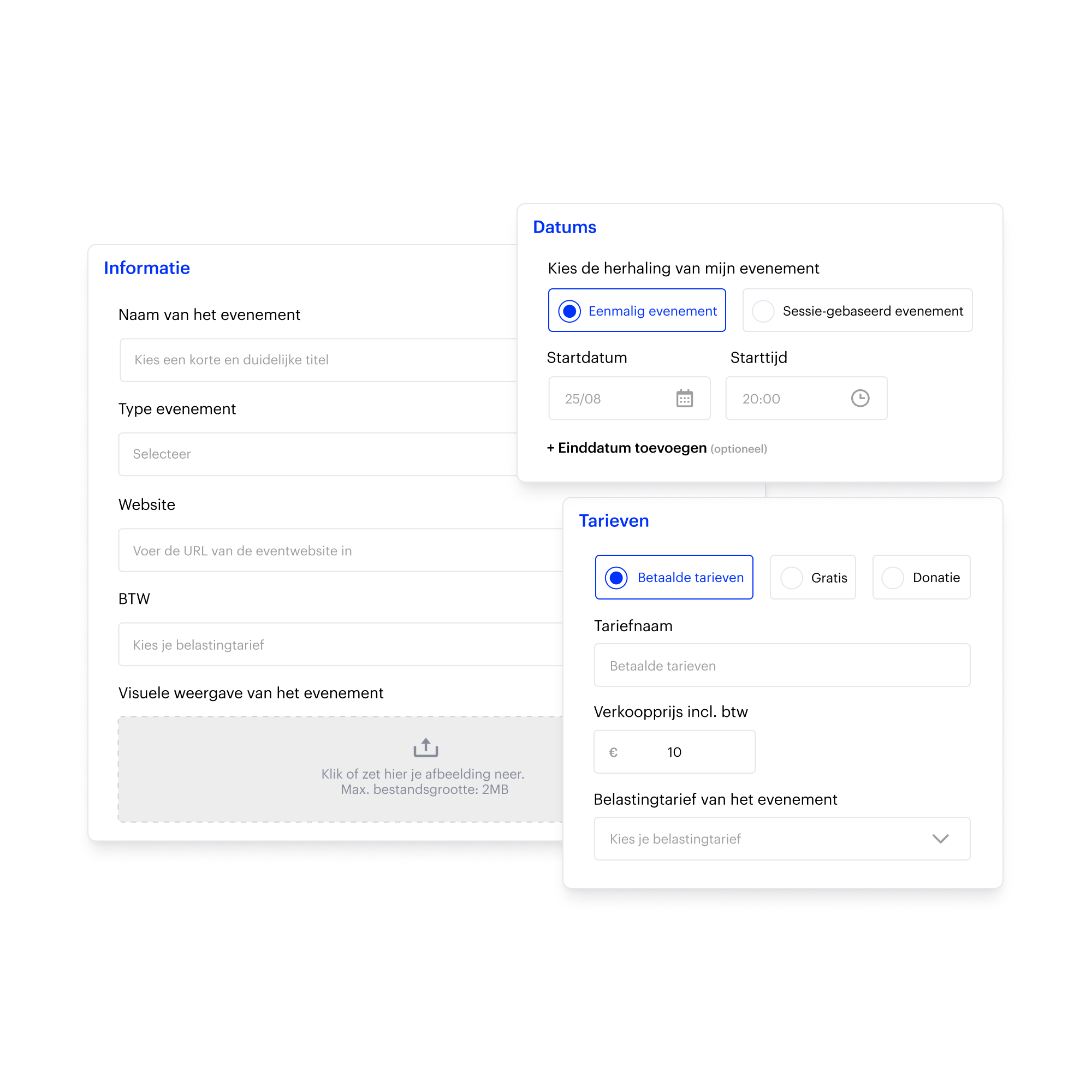 Configuration d'un événement