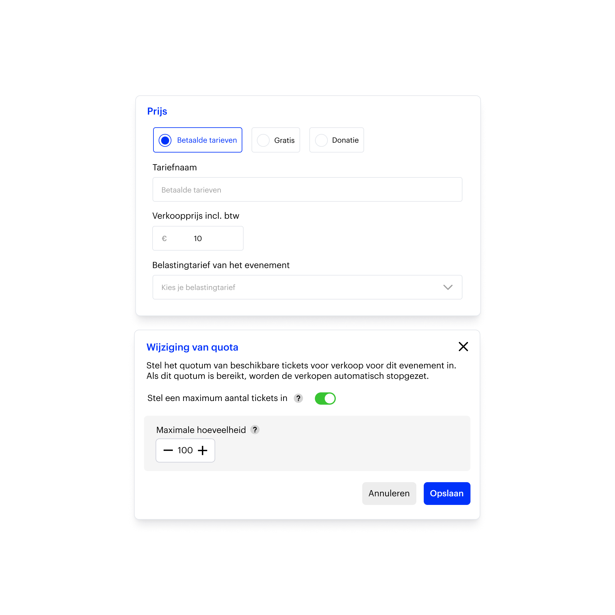 Configuration des quotas de billetterie