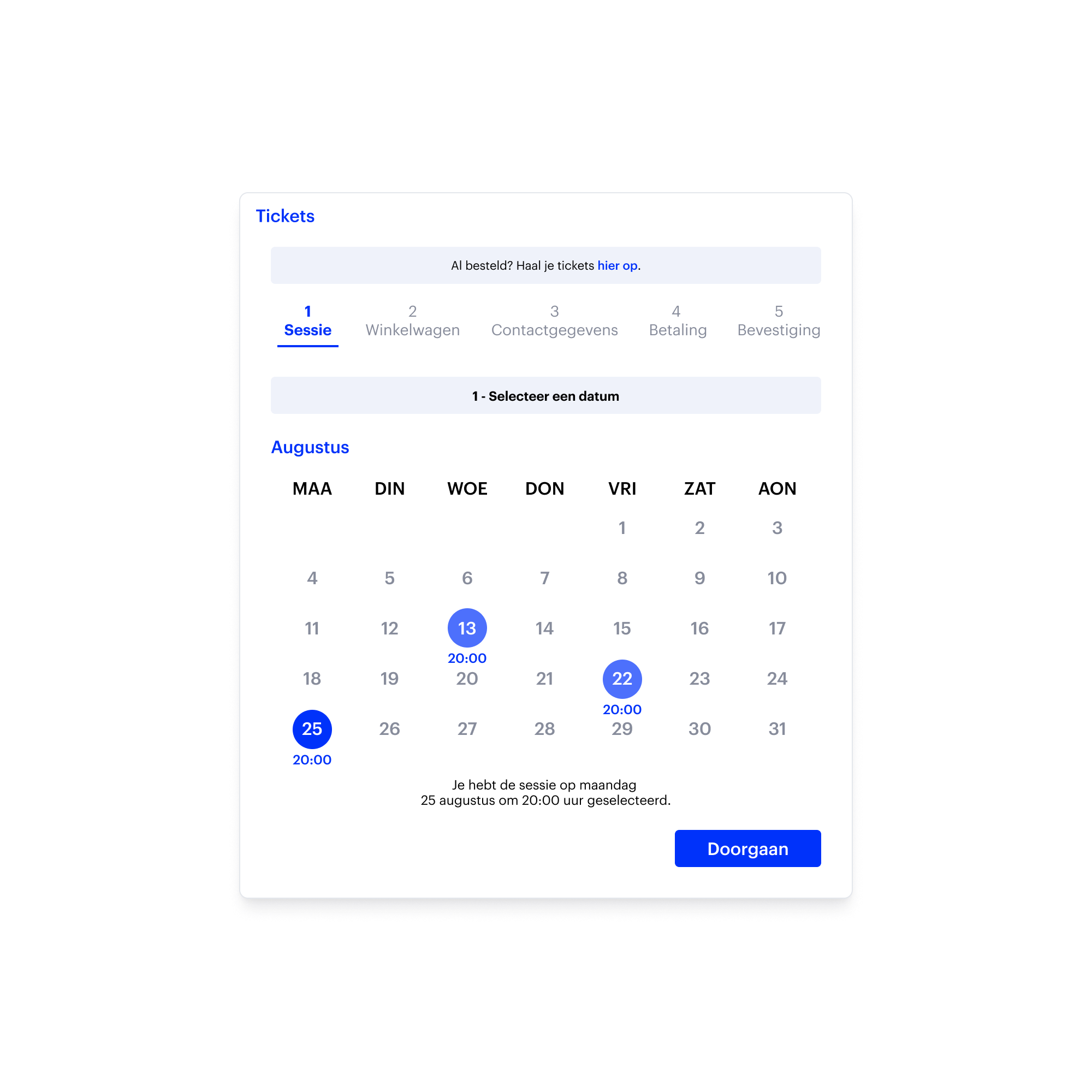 Calendrier des séances disponibles