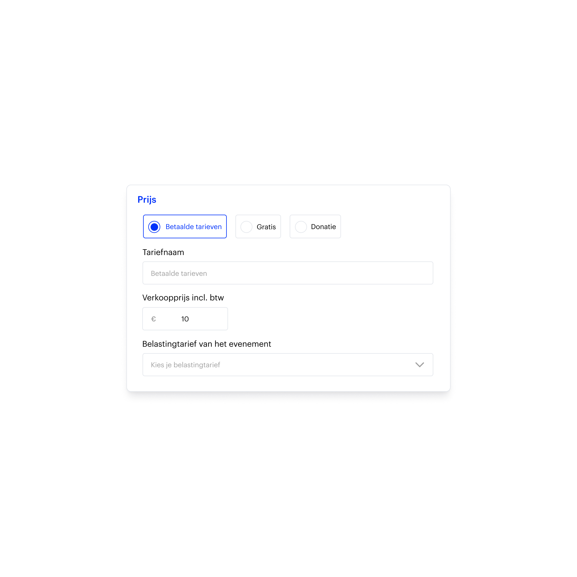 Configuration des tarifs