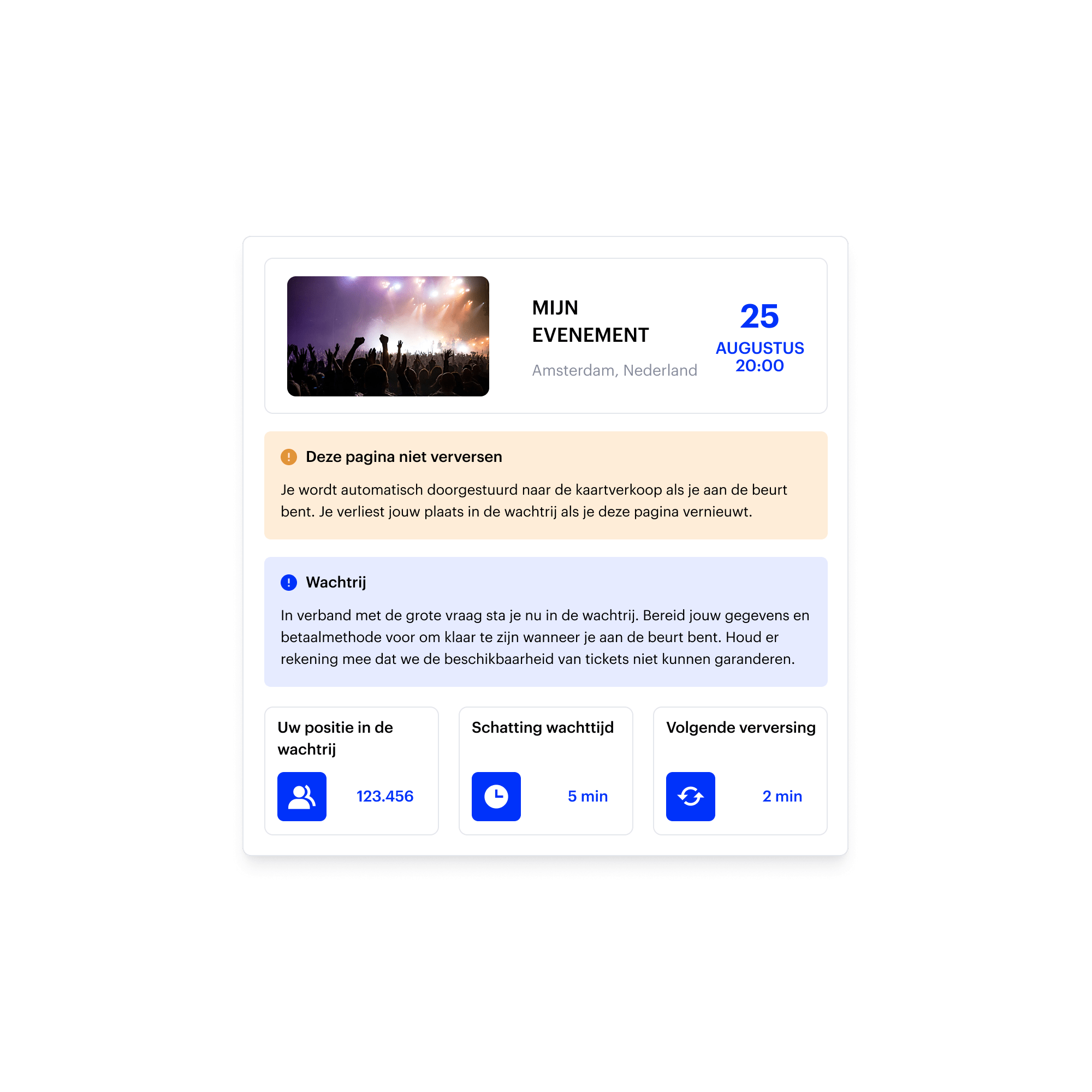 File d'attente virtuelle pour vente de billets