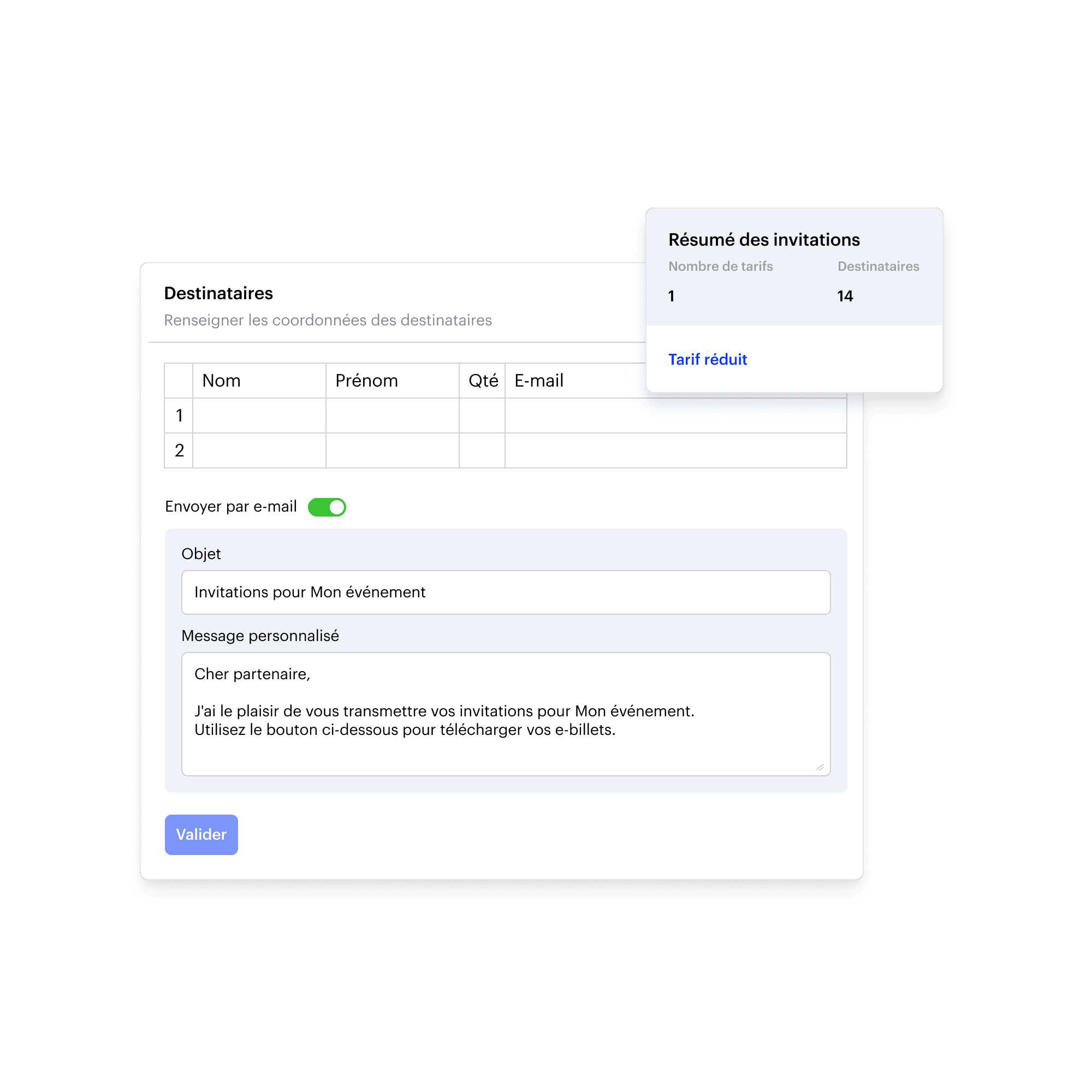 Plateforme d'invitation