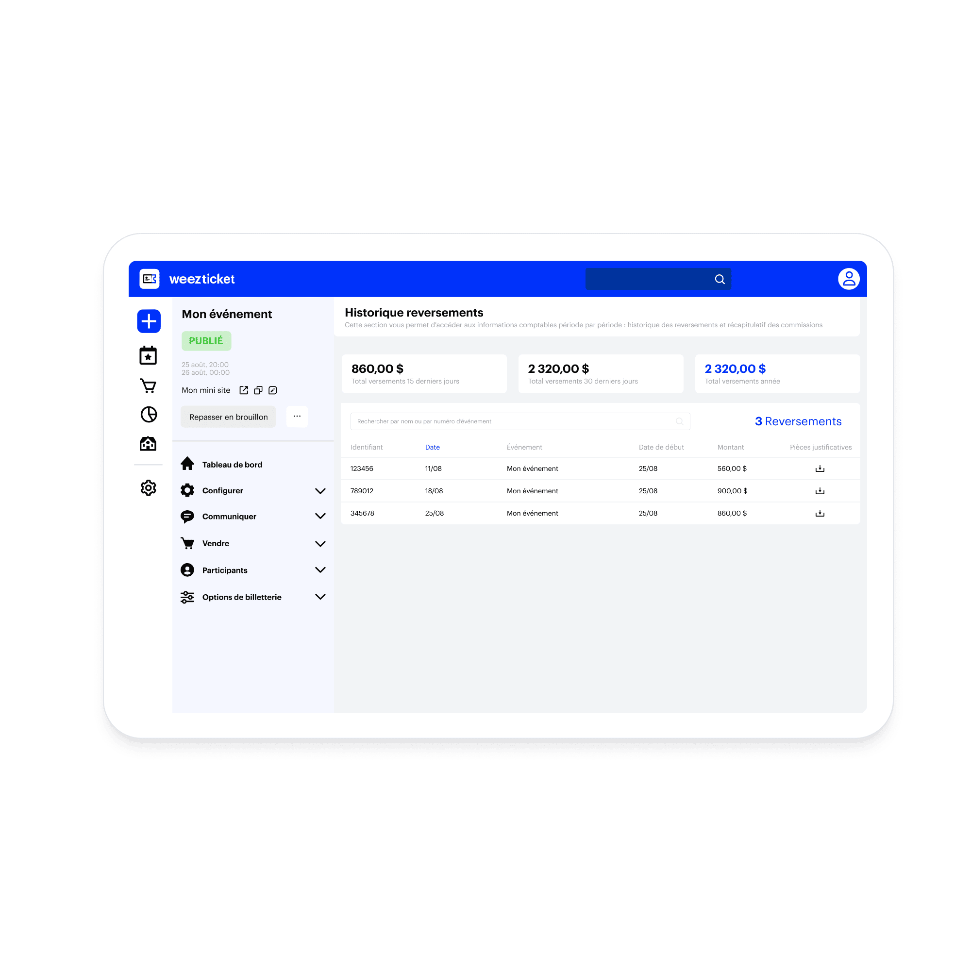 Gestion des reversements comptables