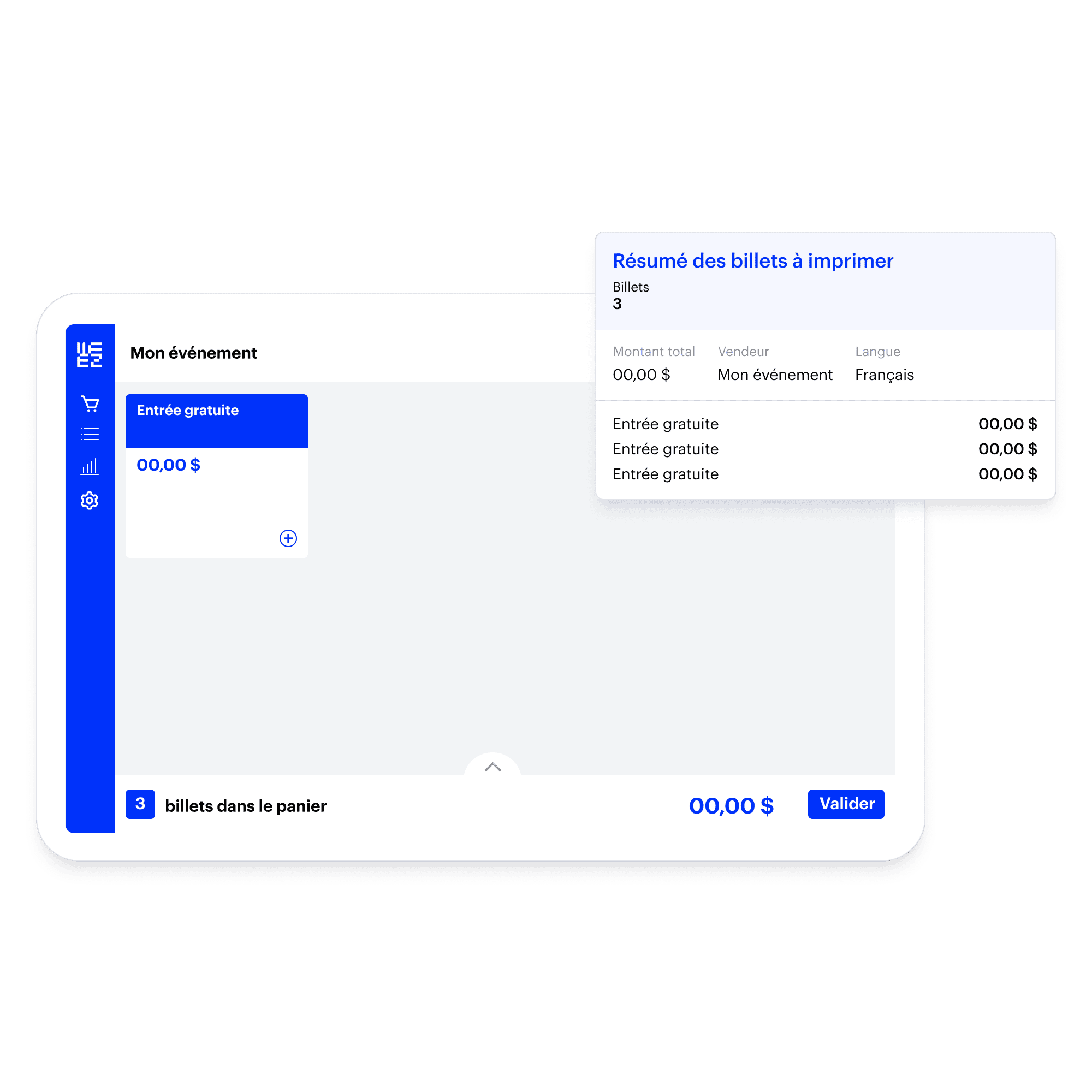 Guichet de billetterie pour impression sur place