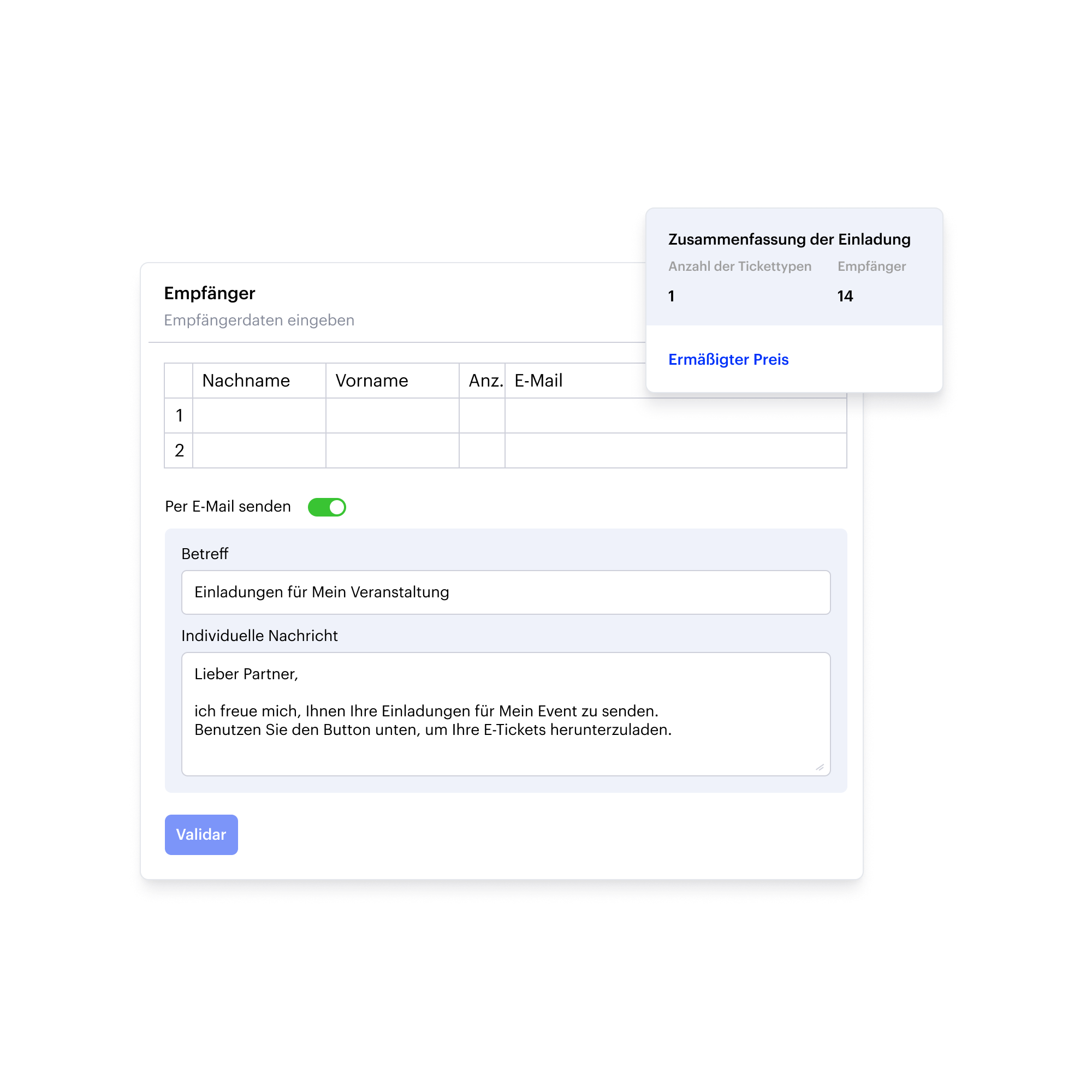 Plateforme d'invitation