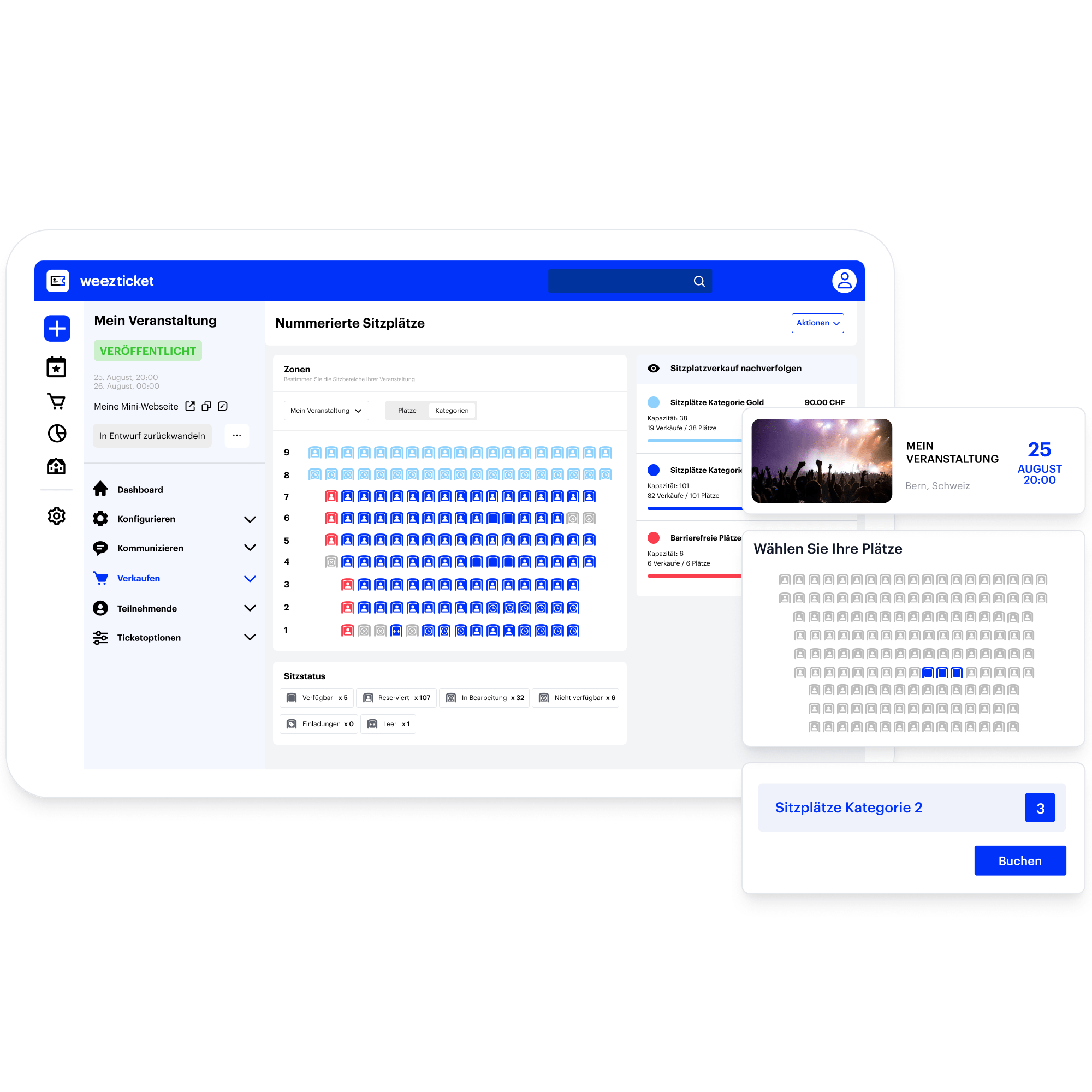 Configuration et rendu du placement numéroté Weezevent