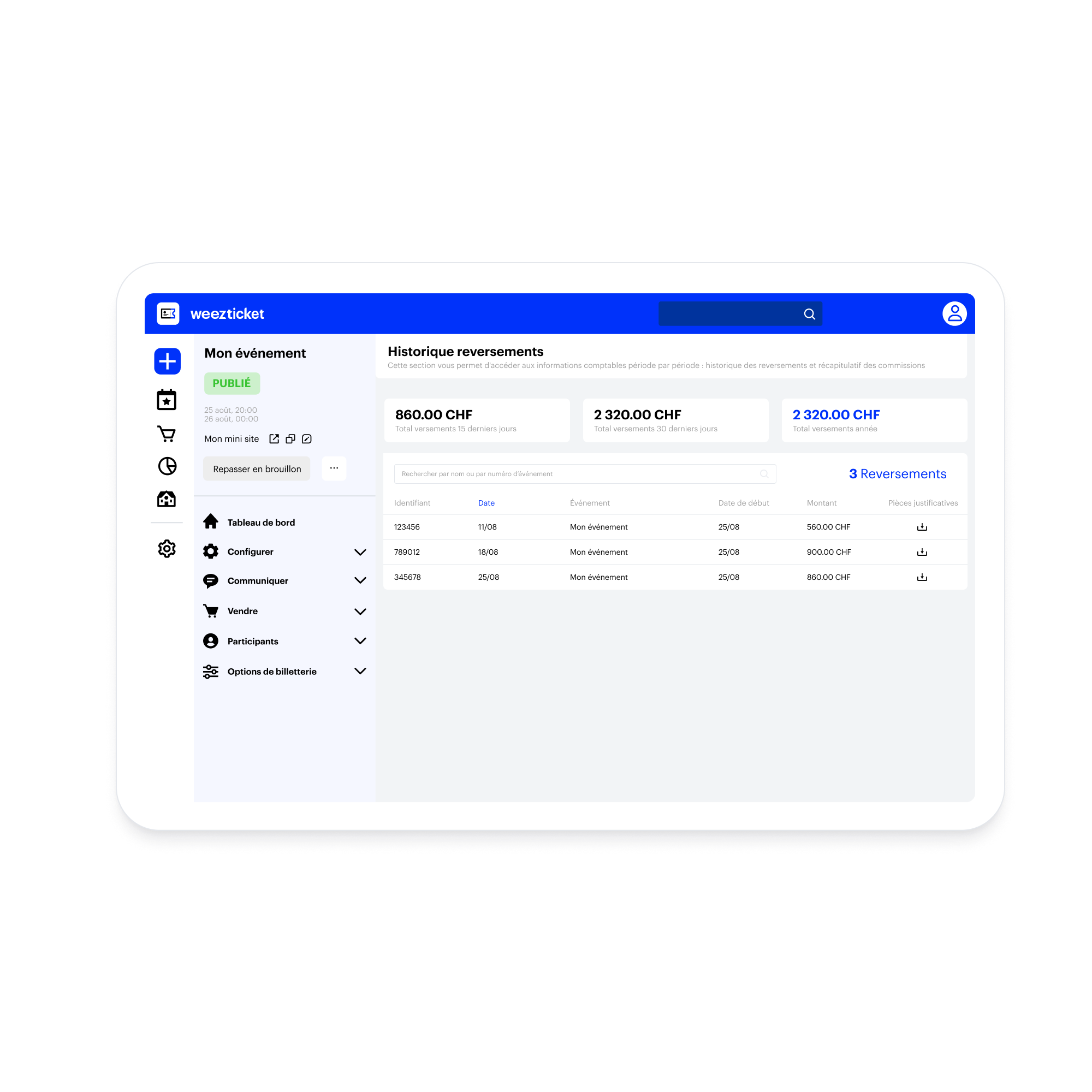 Gestion des reversements comptables