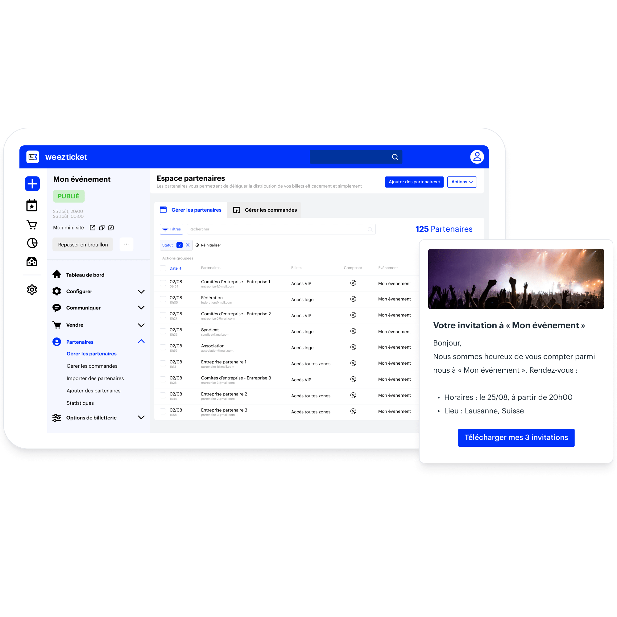 Gestion des invitations