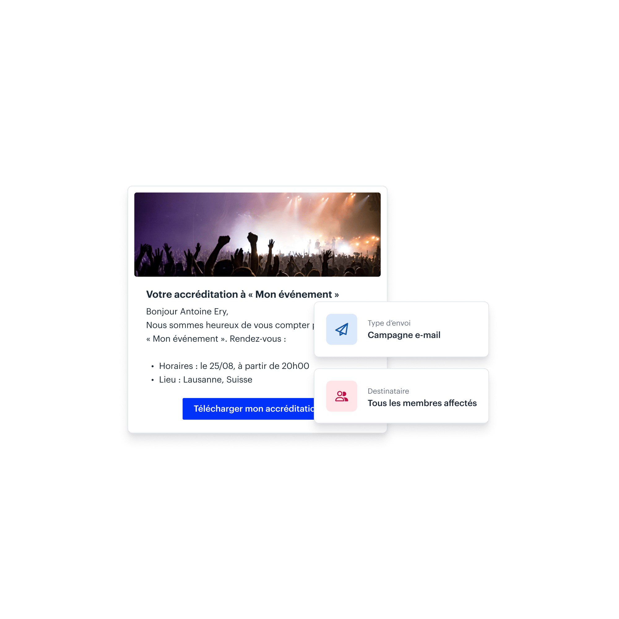 Envoi d'e-mail d'accréditation