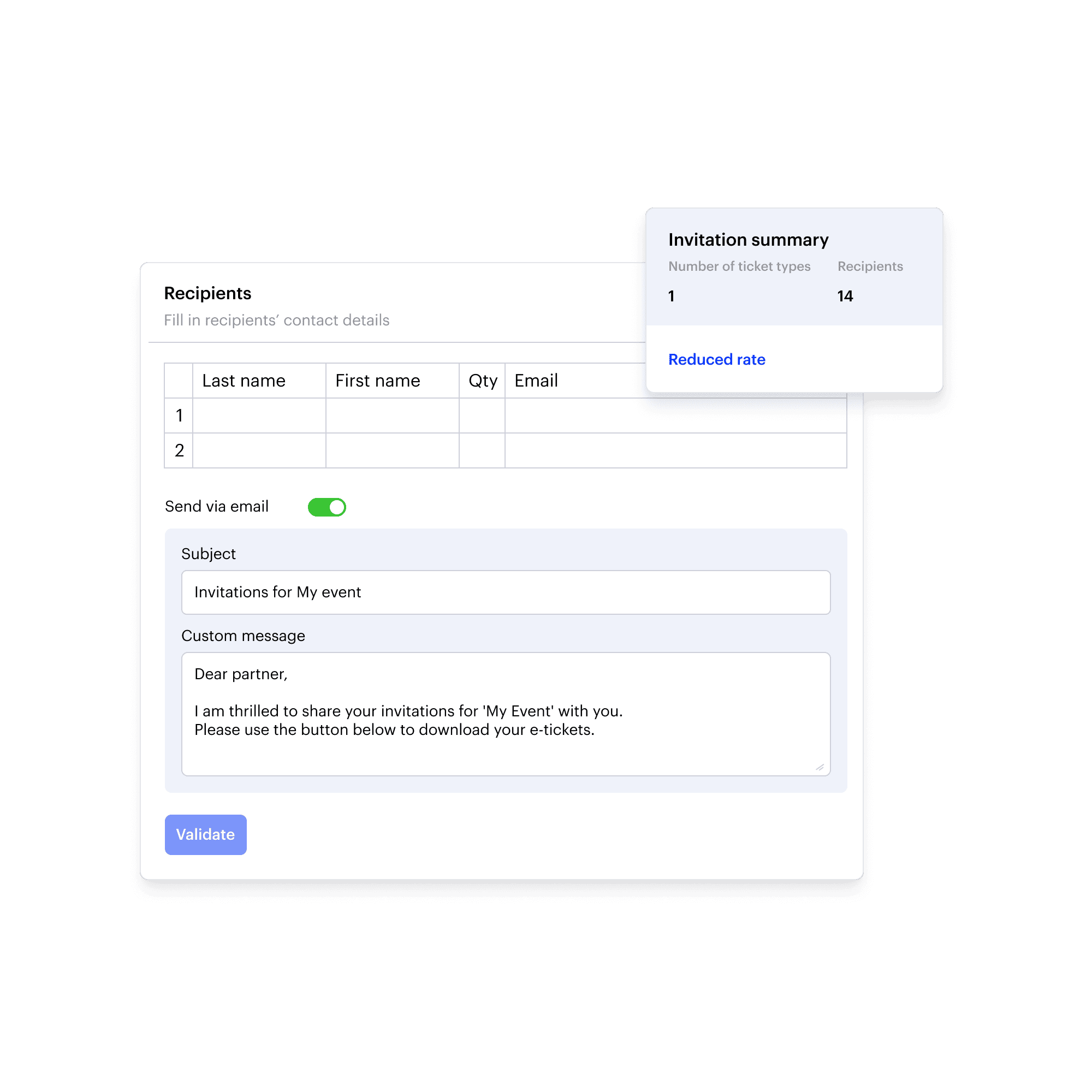 Plateforme d'invitation