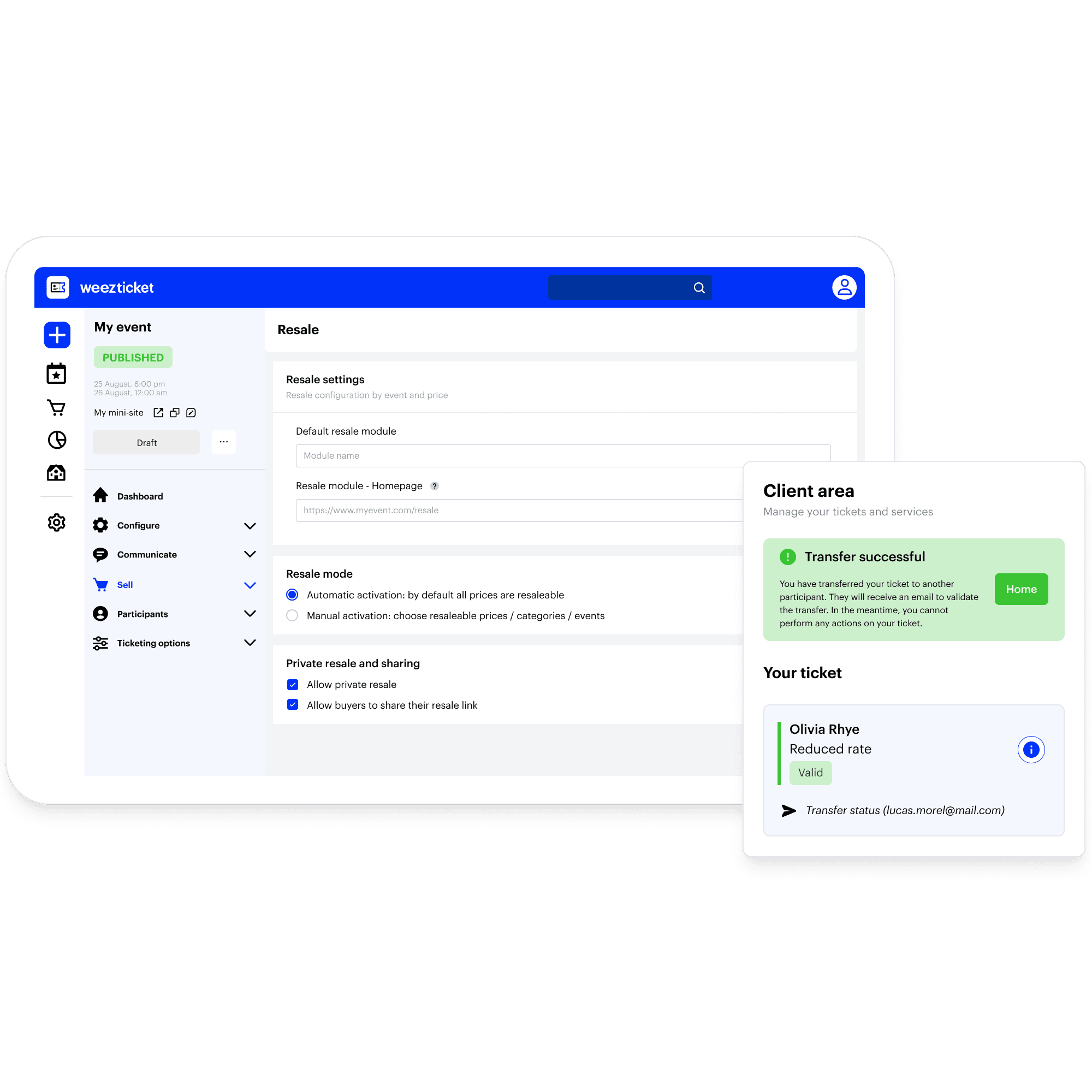 Plateforme de revente de billets