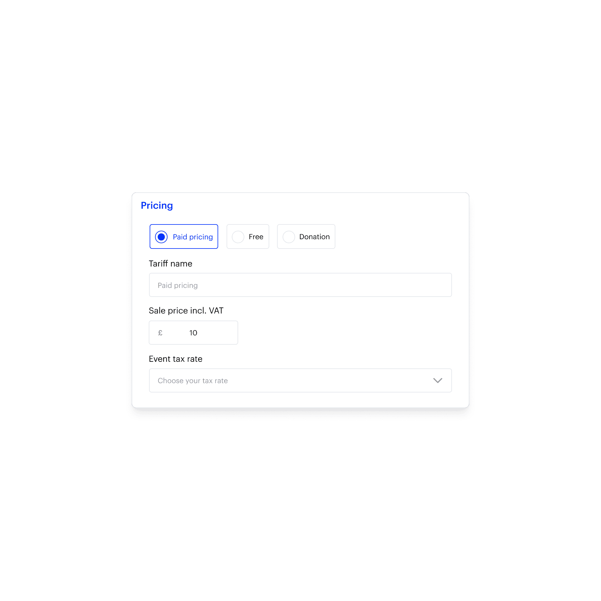 Configuration des tarifs