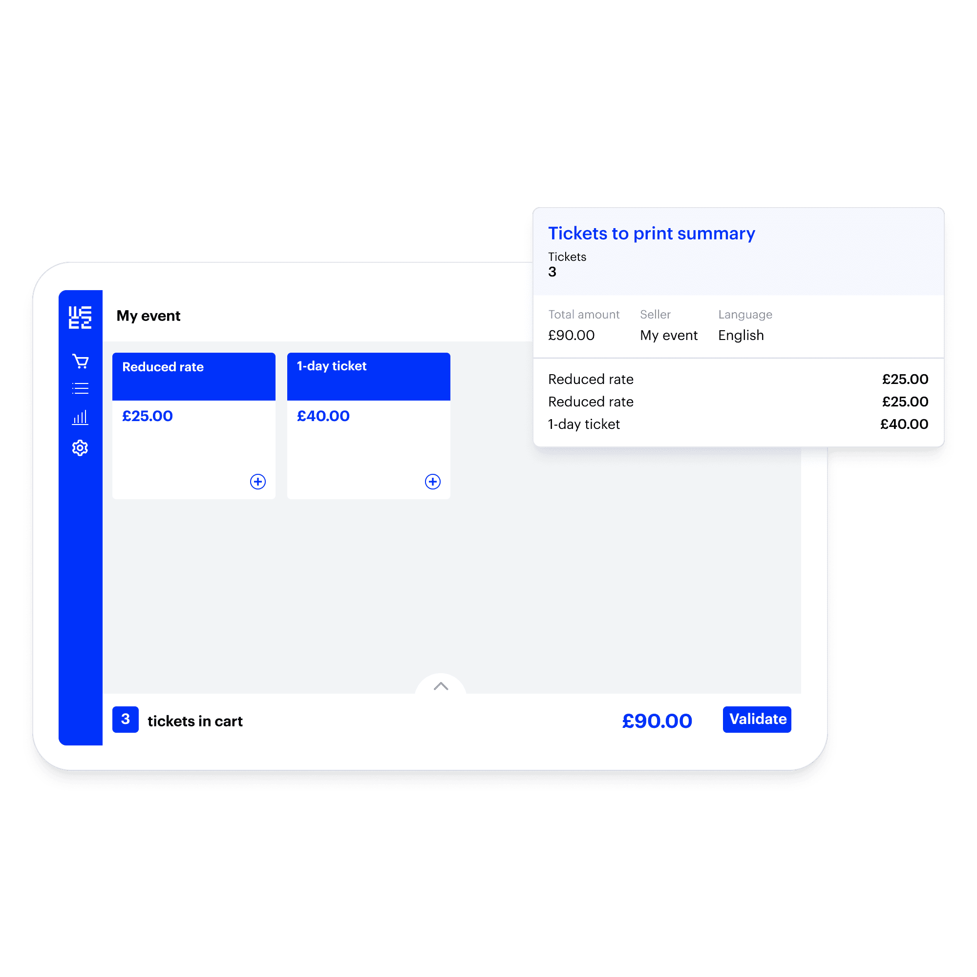 Guichet de billetterie pour impression sur place