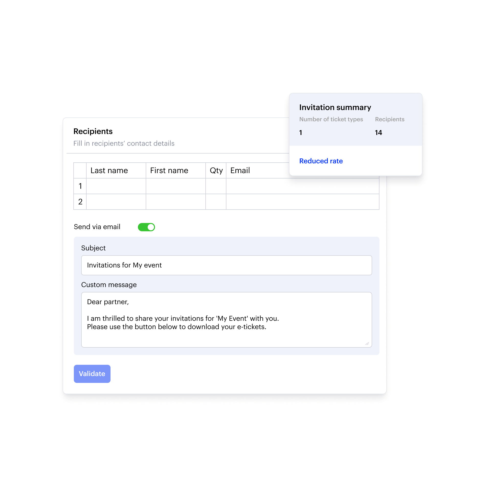 Plateforme d'invitation