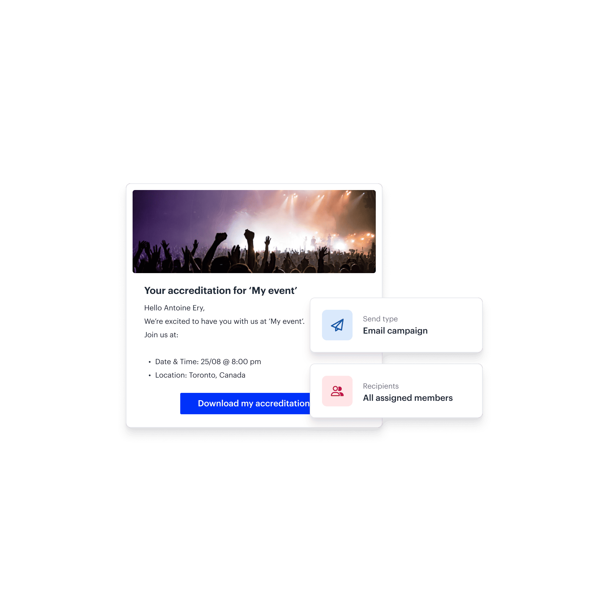 Envoi d'e-mail d'accréditation