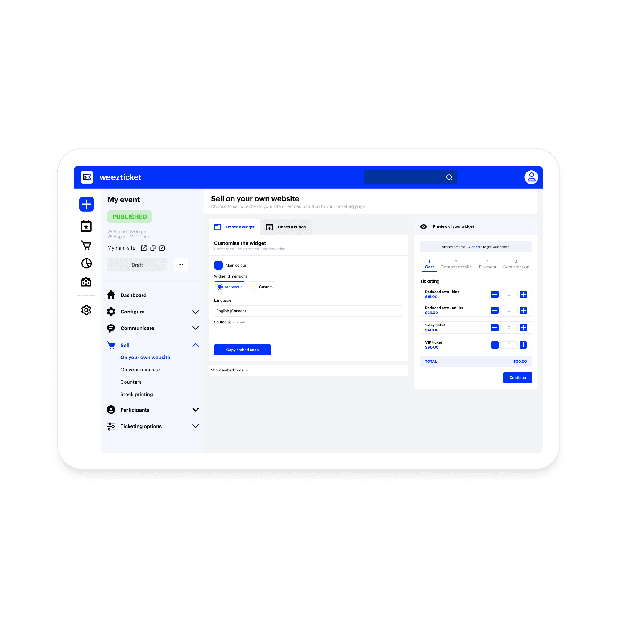 Intégration d'un module de billetterie sur son propre site internet