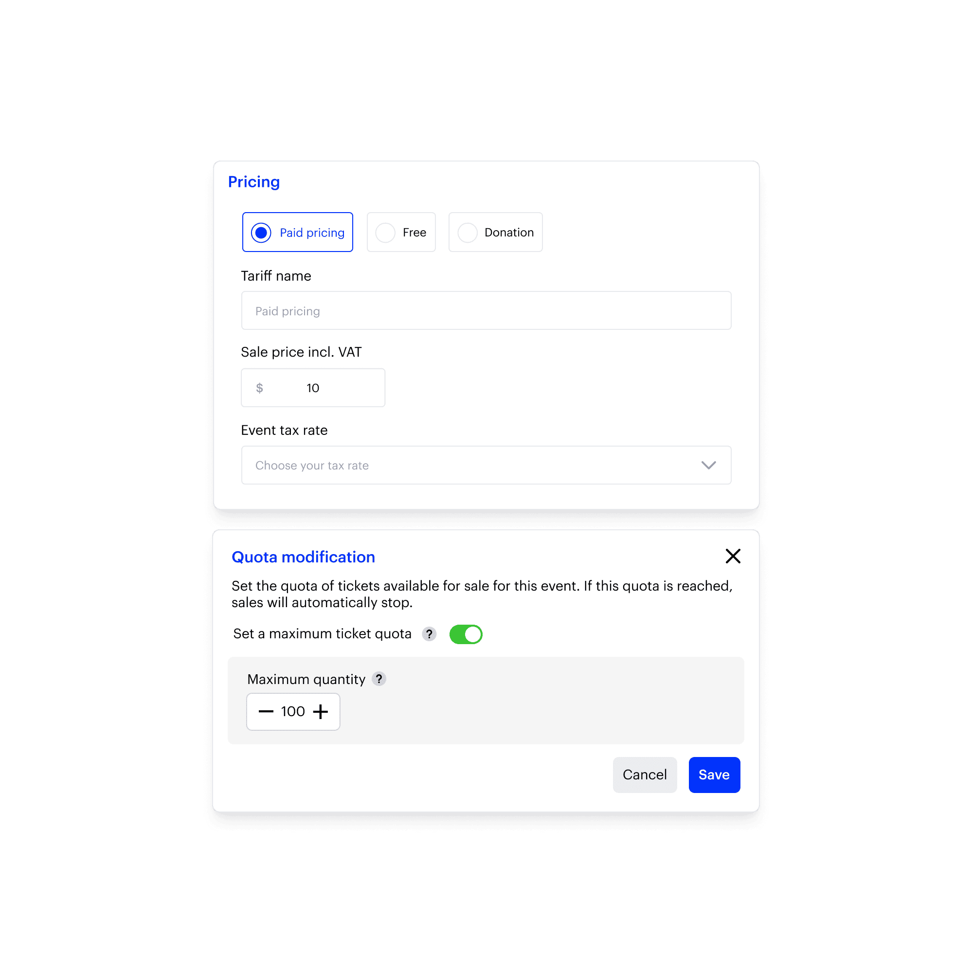 Configuration des quotas de billetterie