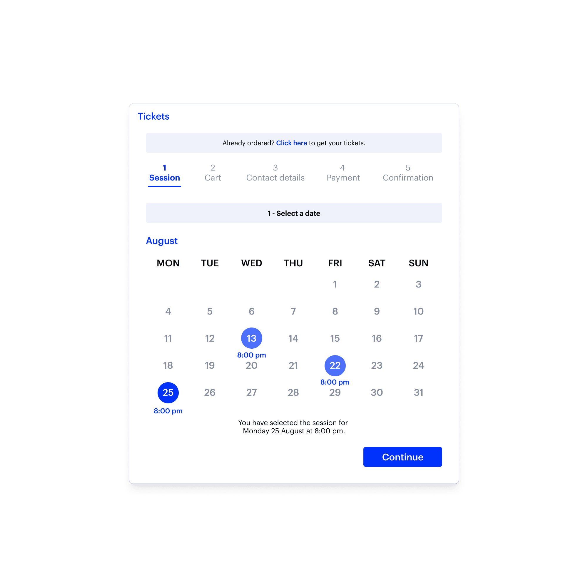 Calendrier des séances disponibles