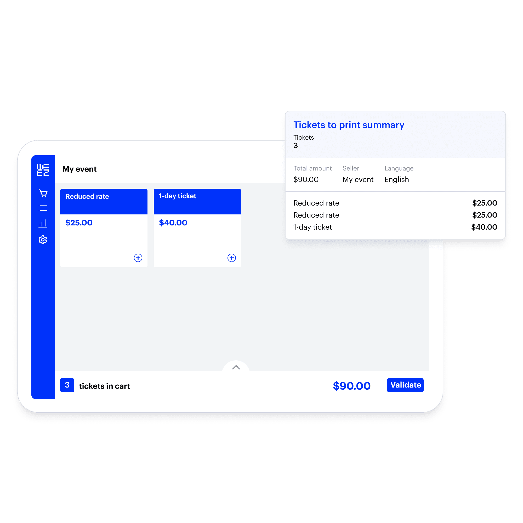 Guichet de billetterie pour impression sur place