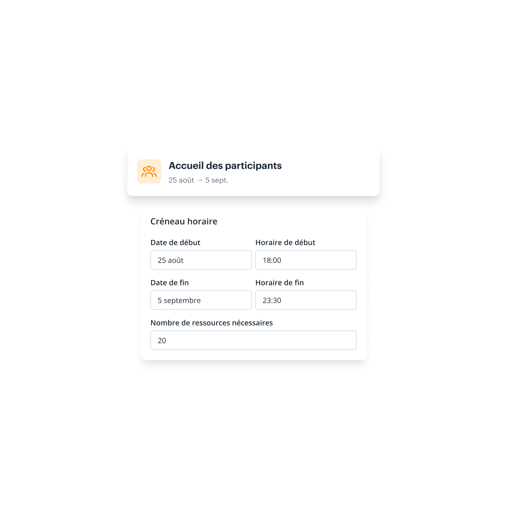 Landing – Planification/Affectation des bénévoles