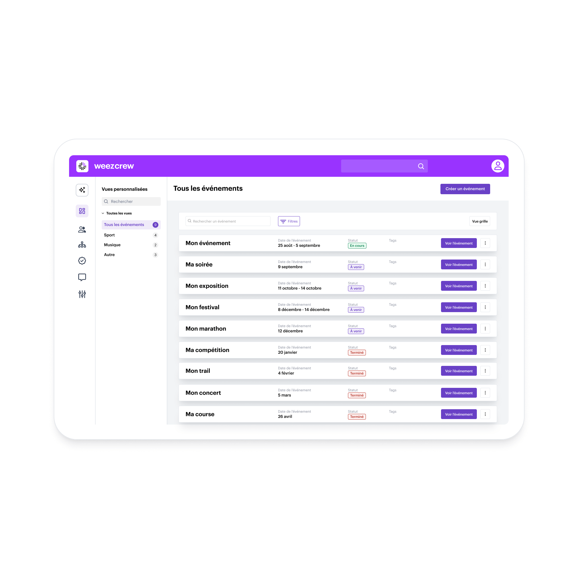 Landing – Planification/Affectation des bénévoles