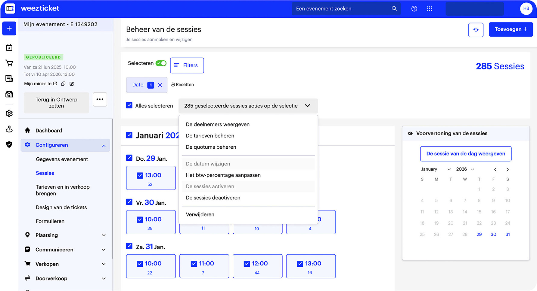 Sessies _ Geavanceerde filters & dagelijkse totalen