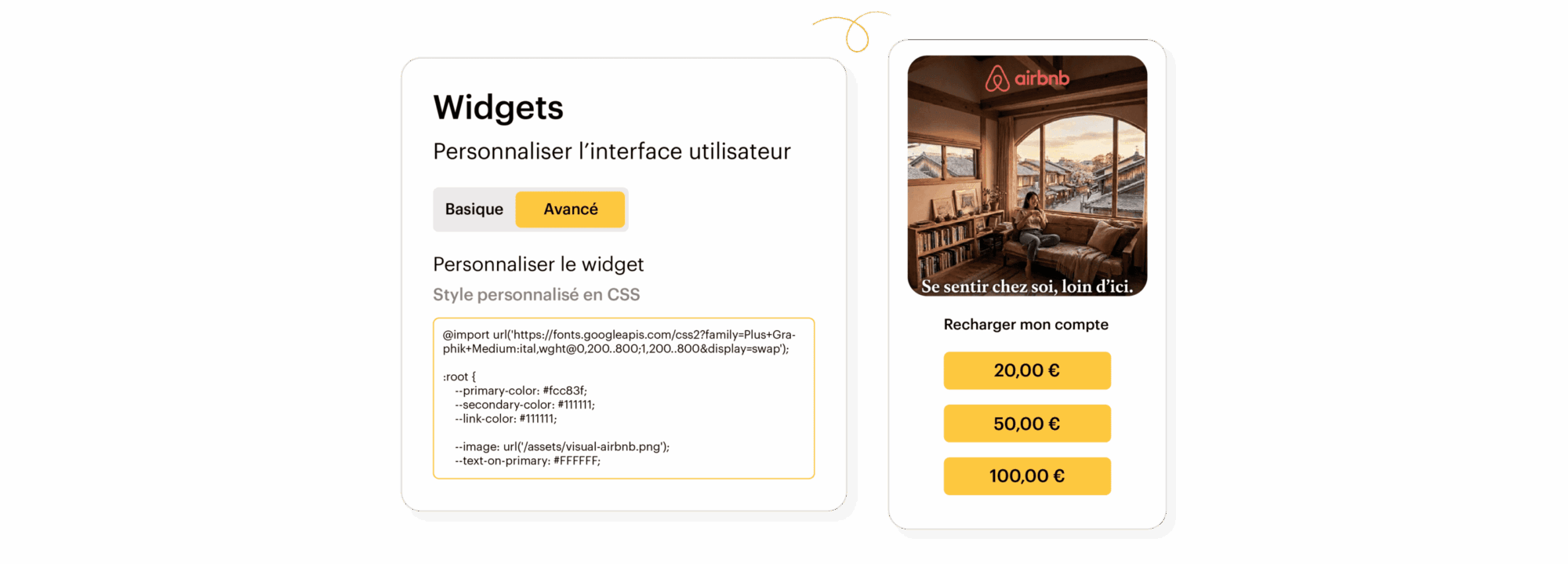 personnalisation widget pay