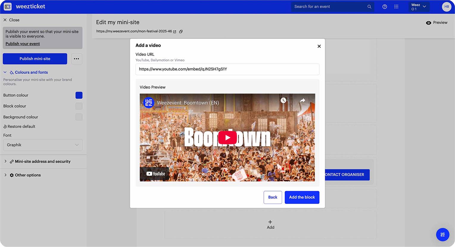 video into your mini-site