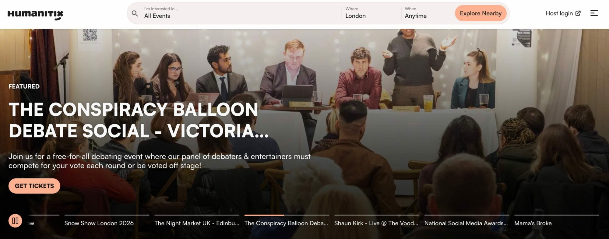 Humanitix homepage